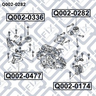 Подушка двигуна задня АКПП Q-fix Q002-0282