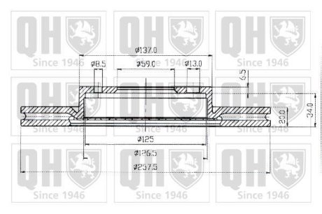 Гальмiвнi диски Fiat Doblo 01-05/Punto 93-10/Bravo 96-01 QUINTON HAZELL BDC3593