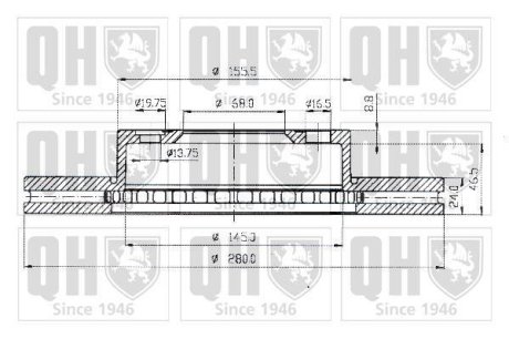 Гальмiвнi диски VW T4 2.5TDI 90-03 QUINTON HAZELL BDC4732