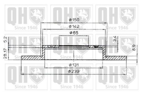 Гальмiвнi диски Audi A3/TT 96-06/Skoda Octavia/VW Golf IV 98-06 QUINTON HAZELL BDC4763