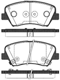 Колодки гальмівні дискові передні комплект KIA SORENTO II (XM) 09-15,CERATO (YD) 13-; HYUNDAI i30 13-,EQUUS 09- ROADHOUSE 2141232 (фото 1)