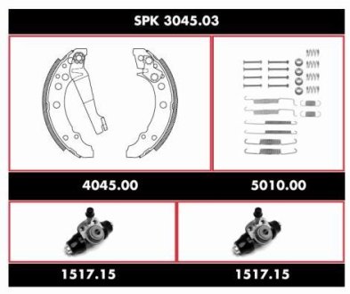 Комплект тормозов, барабанный тормозной механизм ROADHOUSE SPK304503