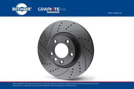 Диск тормозной вентилируемый графитовый (кратно 2) AUDI A3, SEAT TOLEDO, SKODA OCTAVIA, VWGOLF, CADD ROTINGER RT2958GLT5