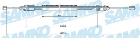 Трос ручного гальма.r. SCENIC /L,P/ 1467/1163 tarcze SAMKO C0401B