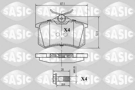 Колодки задние SASIC 6210001
