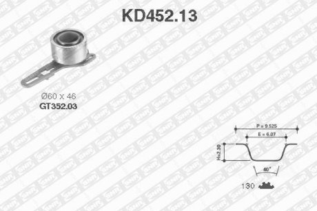 К-кт паска ГРМ Ford Transit 2.5D 84-91 /130 x 1/ SNR NTN KD45213