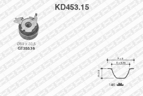 К-кт ГРМ Opel Vectra 2.0 93-, Omega 2.0 8V, 2.0 19 SNR NTN KD45315