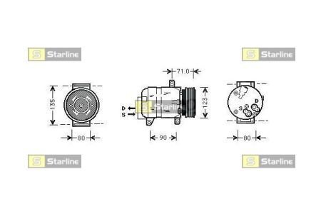 Комп-р кондиц. [OE 82 00 050 141] RENAULT MEGANE I / SCENIC / NISSAN ALMERA / QASHQAI STARLINE DKSTK0245