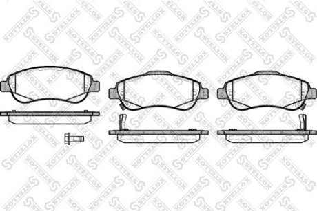 Колодки гальмівні дискові передні (з пластинами) HONDA CR-V (RE) 10/2006-, HONDA CR-V IV (RE_) 1.6 I-DTEC 4WD, 2.0 AWD 01/2012 - STELLOX 001081B-SX