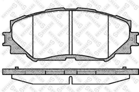 Колодки гальмівні дискові передні (з пластинами) TOYOTA PRIUS (ZVW4_) 1.8 HYBRID 05/2012- (ДИСК 275 ММ), TOYOTA ALLION II (NZT26_, ZRT26_) 07/2007 -, TOYOTA AURIS (NRE15_, ZZE15_, ADE15_, ZRE15_, NDE15_) 10/2006 -, TOYOTA COROLLA (_E12J_, _E12T_) 1.4 STELLOX 001089B-SX