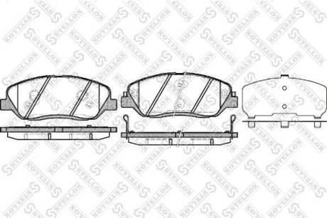 Колодки гальмівні дискові передні (з пластинами) HYUNDAI SANTA FE II (CM) 03/2006-, HYUNDAI SANTA FE (DM) 2.2CRDI, 2.4 CCVT, 2.4GDI, 2.4 4WD 09/2012 -, HYUNDAI SANTA FE (SM) 2.7 11/2000 - 03/2006, HYUNDAI GRAND SANTA FE 2.2CRDI 06/2013 - STELLOX 001092B-SX