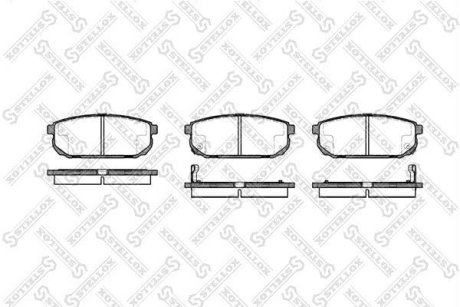 Колодки гальмівні дискові задні з пластинами KIA SORENTO I (JC) 2.4, 2.5CRDI, 3.3V6 08/2002 - STELLOX 1053002B-SX