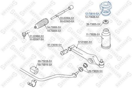 Опора стійки амортизатора без підшип Daewo Matiz 98 - STELLOX 12-73019-SX