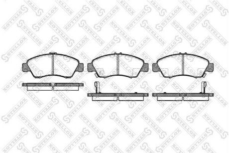 Колодки гальмівні дискові передні (з пластинами) HONDA CIVIC V (EG, EH) 1.5I, 1.6I 10/1991-11/1995, HONDA CIVIC (EJ, EK) 1.4I 10/1995-10/2000, HONDA CIVIC COUPE (EJ) 1.5I VTEC 01/1994-01/1997, HONDA CIVIC COUPE (EJ) 1.6 16V 03/1996-10/2000, HONDA JAZ STELLOX 430002B-SX