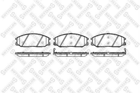 Колодки гальмівні дискові передні (з пластинами) HYUNDAI H-1 / STAREX (KMF) 06/1997-12/2006 (2.4I C 09/2002 -, 2.5TD C 02/2000-), HYUNDAI SANTA FE I (SM) 11/2000-03/2006, HYUNDAI TRAJET (FO) 03/2000-, HYUNDAI XG (XG) 11/2002-11/2005 STELLOX 782012B-SX