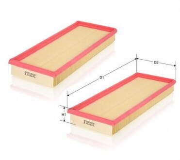 (К-кт 2 шт.) Фiльтр повiтряний DB MB C-Class (W203) 00- MB S-CLAS Tecneco AR3698PMX2 (фото 1)