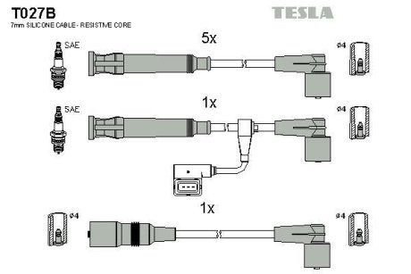 Дроти запалення, набір TESLA T027B