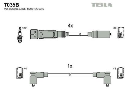 Дроти запалення, набір TESLA T035B