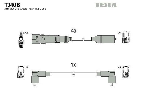 Дроти запалення, набір TESLA T040B