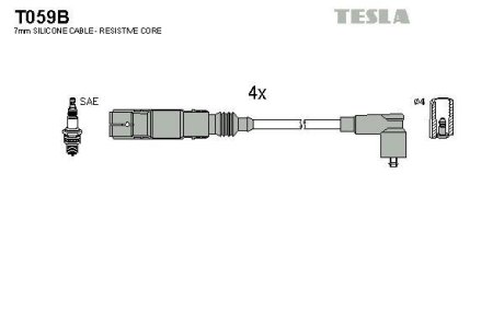 Провода высоковольтные, комплект Skoda Octavia 1.6 (97-07),Skoda Octavia combi 1 TESLA T059B