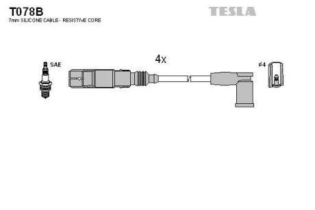 Провода В/В VW Bora, Golf IV 2.0 10.98- TESLA T078B