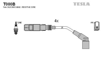 Дроти запалення, набір TESLA T080B