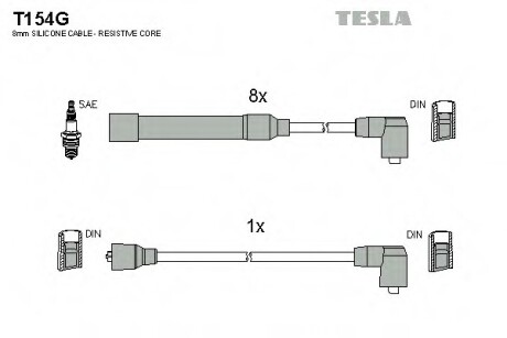 Комплект кабелiв запалювання TESLA T154G