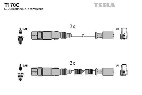 К-кт В/В проводів Smart Cabrio, City-Coupe, Fortwo 01-07 TESLA T170C