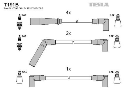 Дроти запалення, набір TESLA T191B