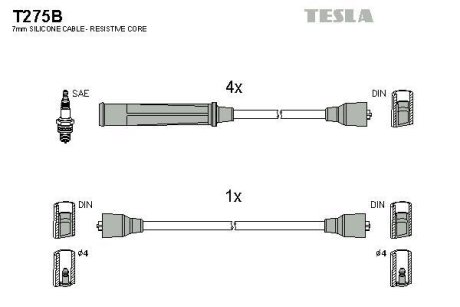 Дроти запалення, набір TESLA T275B