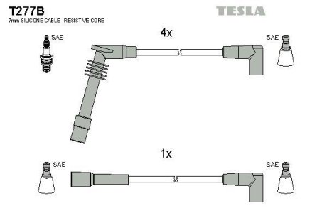 Дроти запалення, набір TESLA T277B