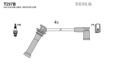 Комплект проводів запалювання TESLA T297B