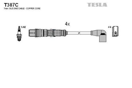 Дроти запалення, набір TESLA T387C