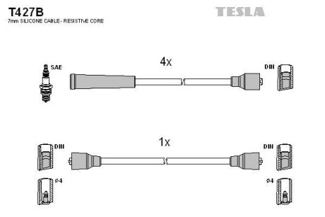 Комплект кабелiв запалювання TESLA T427B