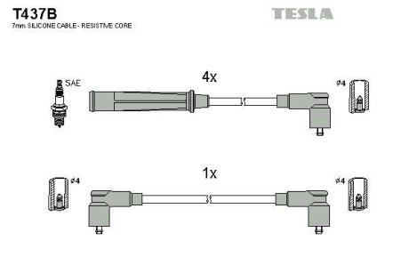 Провода в/в Bmw 315 E 21 1.6 81.02-83.07 TESLA T437B