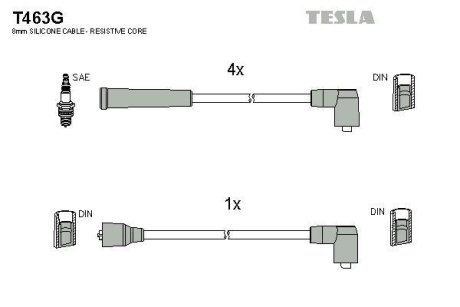 Дроти запалення, набір TESLA T463G