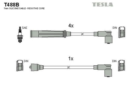 Дроти запалення, набір TESLA T488B