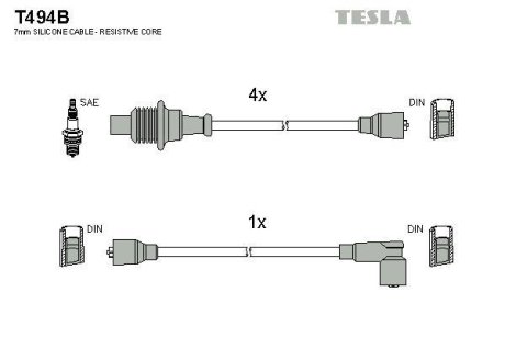 Дроти запалення, набір TESLA T494B