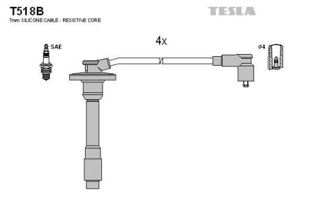 Кабелі запалювання TESLA T518B