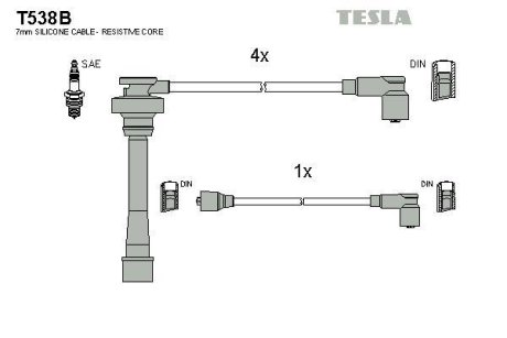 Дроти запалення, набір TESLA T538B