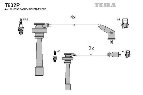 Кабель запалювання к-кт MMC 06.97-04.00 3.5 6G74 DOHC TESLA T632P