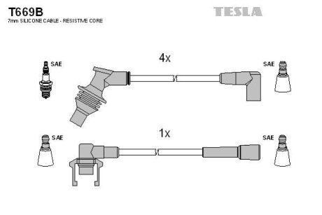 К-кт в/в проводів Renault 19 1.8 92-96 TESLA T669B