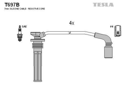 Дроти запалення, набір TESLA T697B