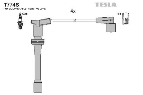 Дроти запалення, набір TESLA T774S