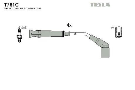 Дроти запалення, набір TESLA T781C