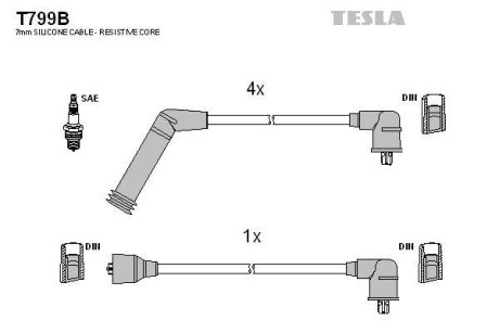 Дроти запалення, набір TESLA T799B