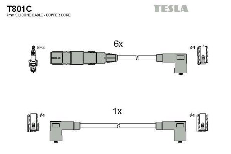 Дроти запалення, набір TESLA T801C