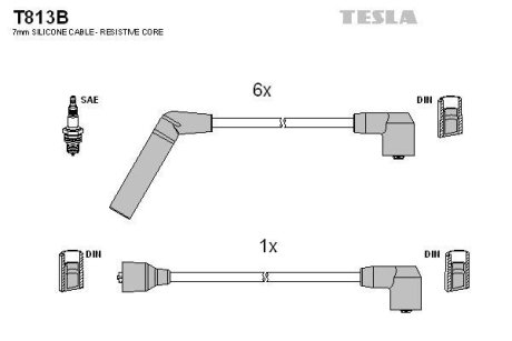 Комплект кабелiв запалювання TESLA T813B