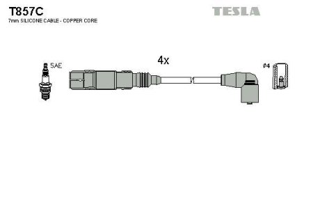 Дроти запалення, набір TESLA T857C