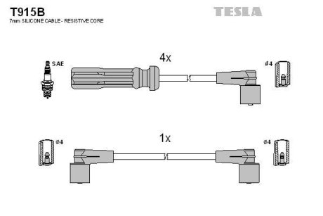 Дроти запалення, набір TESLA T915B